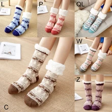 Женские носки-тапочки; сезон осень-зима; модные чулочно-носочные изделия; рождественские носки-тапочки с рисунком лося; плюшевые бархатные Нескользящие Пушистые Носки