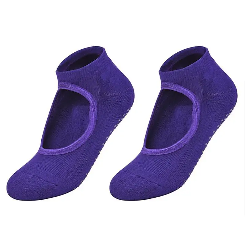 Прочные спортивные носки умелое производство женские дышащий Противоскользящий носки для йоги Пилатес фитнес спортзал профессиональные хлопковые носки - Цвет: Фиолетовый