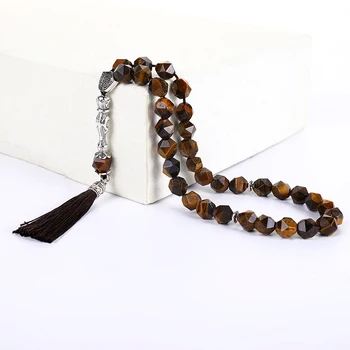 

Natural Stone tiger eye stone tassel pendant 99/33 Islamic rosary Muslim tasbih Allah Mohammed Rosary for women men teebin