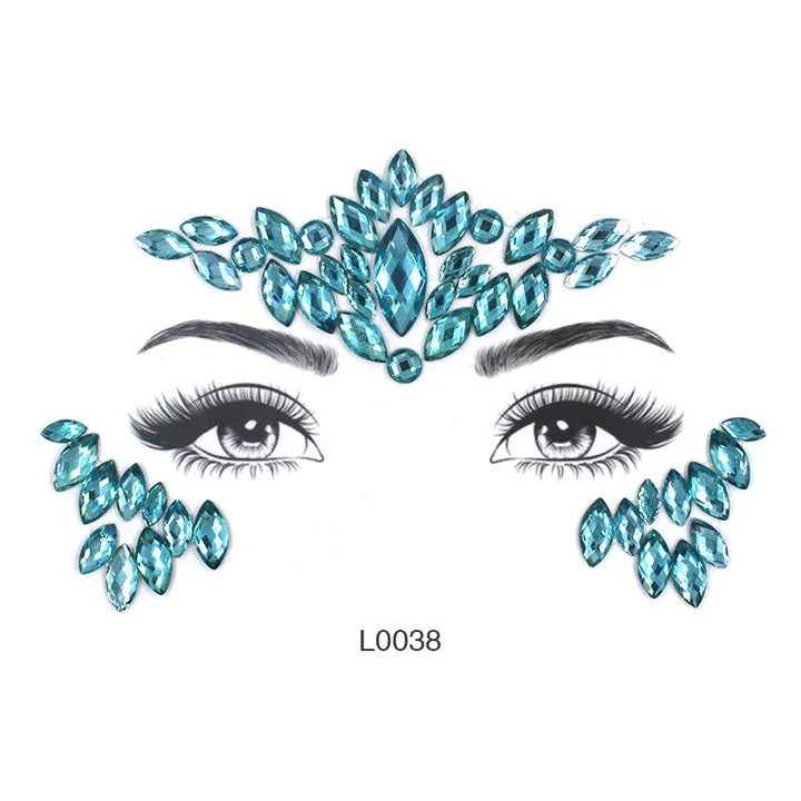 5  Colorful Rhinestone Face Stickers For Women Party Decor Face Eye Drill Stick Acrylic Face Sticker Diamond Crystal Drill Sticker