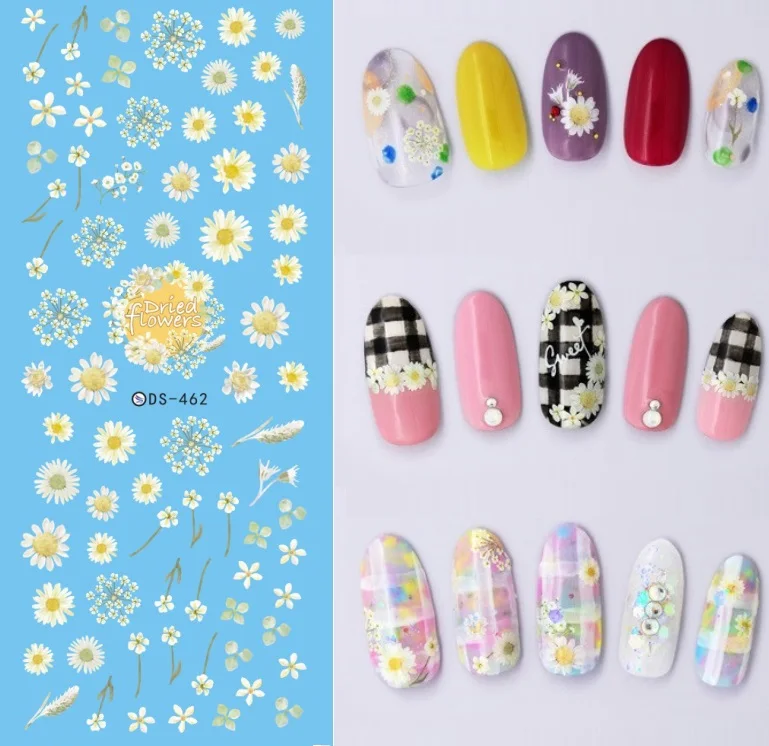 Florals Patterns! Nails Art Manicure Water Decal Decorations Design Water Transfer Nail Sticker For Nails Tips Beauty - Color: DS462