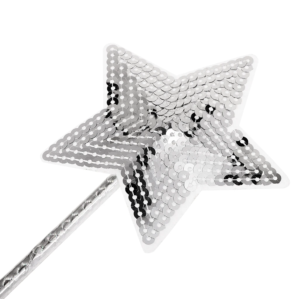 2x Sequined Star Shape Fairy Wand Angle Costume Wand Party Hand Props Cosplay Game Photo Props