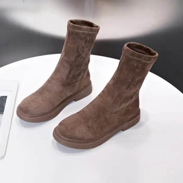 Bootee/Женская обувь г. Женские ботинки до середины икры ботинки на низком каблуке со шнуровкой роскошные дизайнерские ботинки с круглым носком женские полусапожки - Цвет: 3