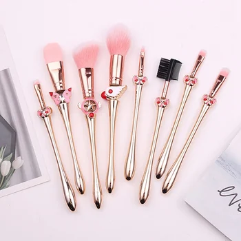 

8pcs / set Anime Card Captor Beauty Makeup / Cosmetic Brush Makeup Brush Pro With Crystal Face Brush pincel Woman
