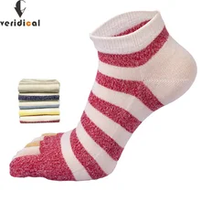 Оригинальные носки из чесаного хлопка с пятью пальцами для женщин и девочек, полосатые цветные носки с пальцами, Брендовые вечерние носки в стиле Харадзюку в стиле хип-хоп