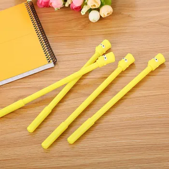 

50PCS Cute Crooked Male Gel Pens Student Stationery Cartoon Water Pen Office Supplies Needle Tube Black Signature Pen