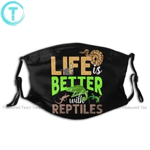 Camaleón-mascarilla Facial con 2 filtros para adultos, mascarilla Facial de vida mejor con Reptiles, Kawai