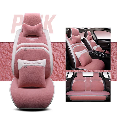 Pink Deluxe Роскошный плюшевый чехол для сидений автомобиля, Зимняя шерстяная подушка для сиденья kia cerato k3 sportage 3 rio soul sorento spectra, аксессуары - Название цвета: Pink Deluxe