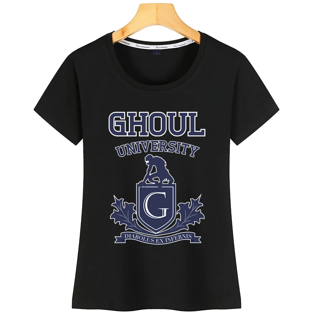 Женская футболка с надписью Ghoul University | одежда