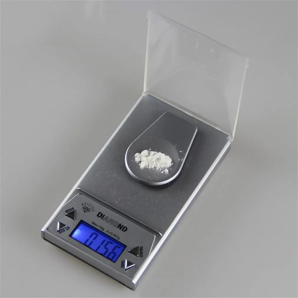 1 шт. Высокая точность 10/50 г 0 001 LCD Цифровые ювелирные весы Lab Gold Herb Balance Синяя
