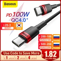 Baseus USB C to USB Type C Cable for MacBook Pro Quick Charge 4.0 100W PD Fast Charging for Samsung Xiaomi mi 10 Charge Cable 1