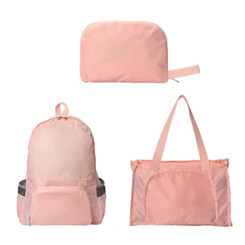 

3pcs/Set Women Backpack Travel Folding Polyester Shoulder Pouch Portable Clothes Underwear Organizer Hand Bag Teenager Schoolbag