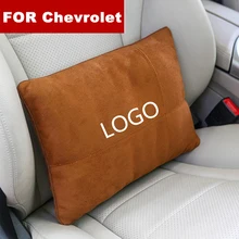 Suede Fabric Car Seat Back Waist Pillow Lumbar Support Rest Pillow For Chevrolet logo Corvette cruze captiva lacetti