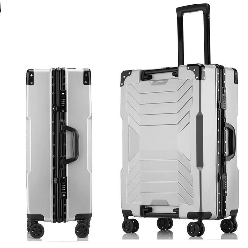 New stylish aluminum frame rolling luggage luxury carry on trolley case pc travel suitcase