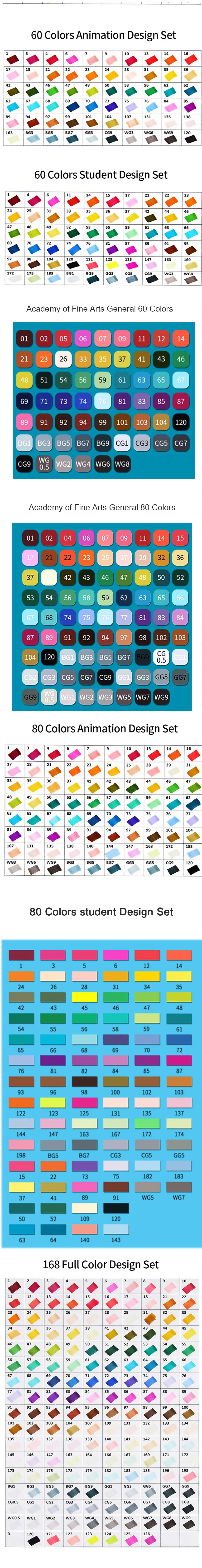 Mark pen set student anime painting markers 30/40/60/80 color single hand-painted special double-head color marker art supplies