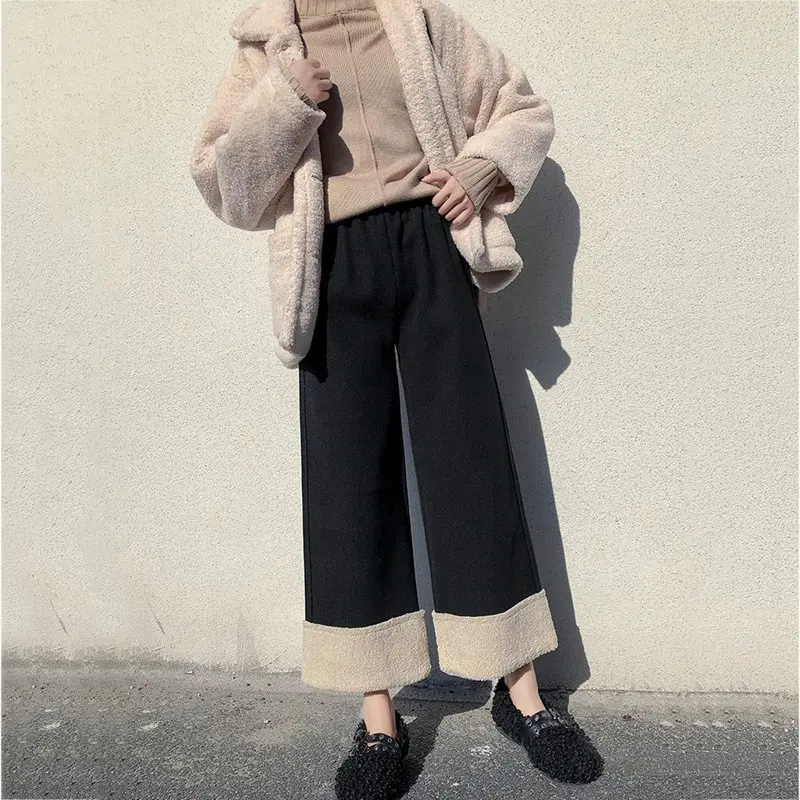 black women pants RealShe/женские одноцветные брюки с высокой талией, женские брюки, весна-осень, Повседневная Уличная одежда, элегантные свободные брюки для женщин - Цвет: black women pants