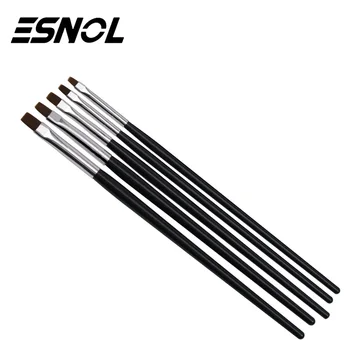 

Esnol 5Pcs/Set Nail Art Brush Flat Acrylic Drawing Pen UV Gel Polish French Design Painting Extension Builder Coating Tools Set