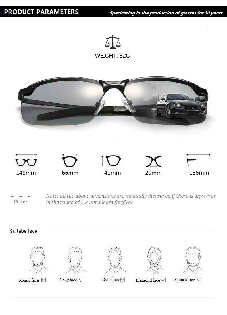 Photochromic Sunglasses Men Polarized Driving Chameleon Glasses Male Change Color Sun Glasses Day Night Vision Driver's Eyewear 9 H48cdd9e412eb448989b8aa839dd9426bq