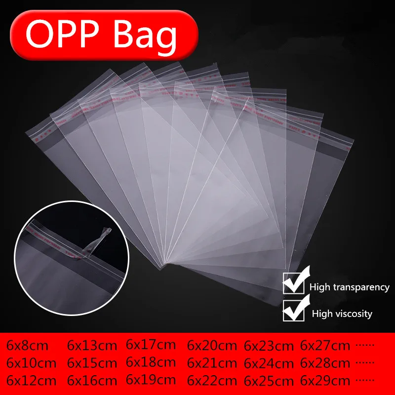 100pcs/4 size transparent sealed Opp plastic bag sachet gift bag, small