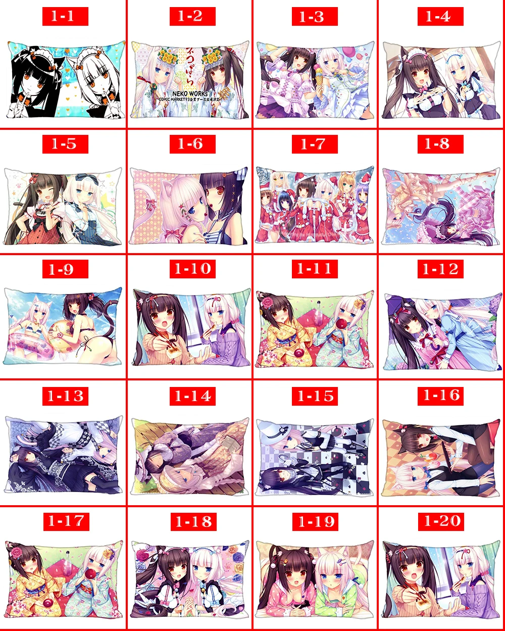 ShunQian Custom NEKOPARA декоративная наволочка 45x35 см (одна сторона) прямоугольная молния принт наволочка Новогодняя наволочка