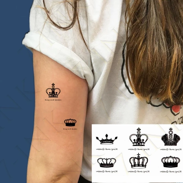 Tiny King and Queen Crowns  Semi-Permanent Tattoo - Not a Tattoo