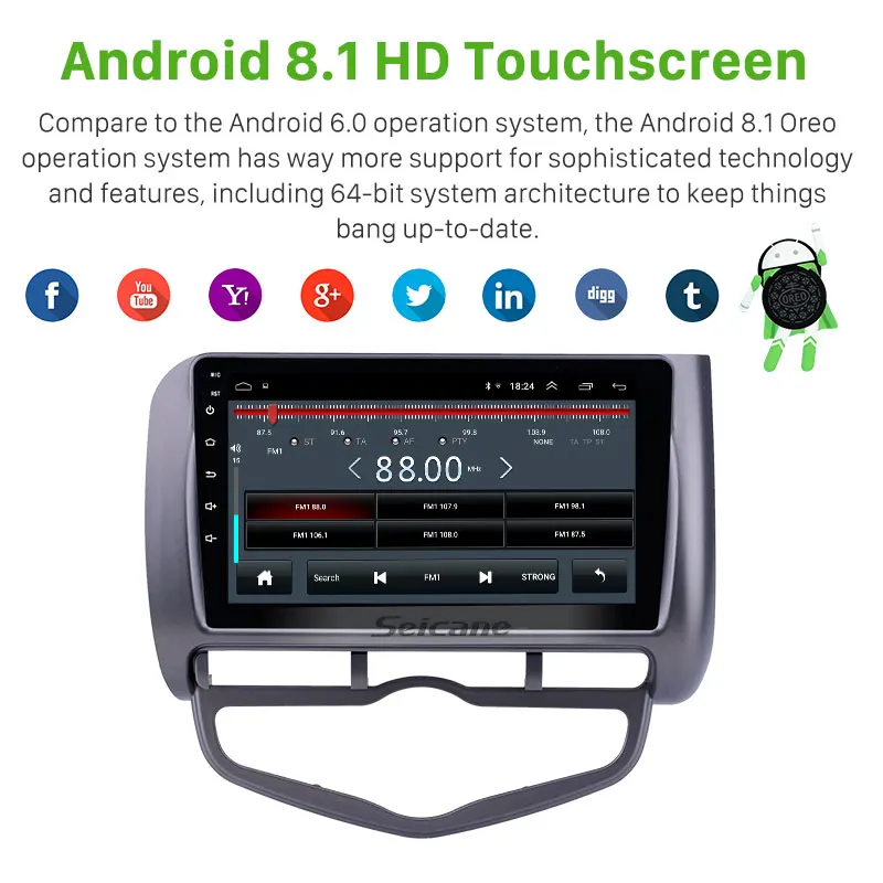  Seicane Left Hand Drive car 9 inch Car GPS Navigation RadioAndroid 8.1 for 2006 Honda Jazz City Aut