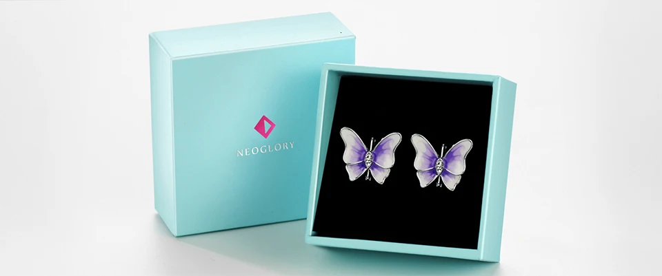 Neoglory фиолетовые серьги-бабочки в стиле бохо с лакированной эмалью, зажимные серьги-клипсы для женщин, подарки дружбы, новинка, MS