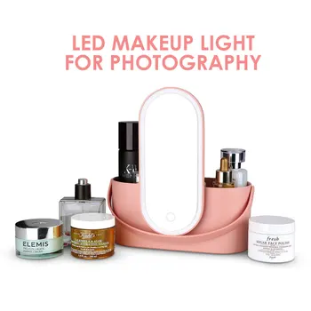 

ET LED Light Mirror Makeup Case 2 in 1 Portable Travel Makeup Mirror Box Cosmetics Organizer With LED Lights Makeup Mirror Tool