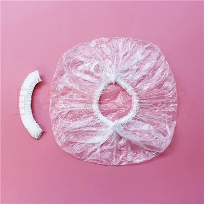 4PCS Disposable Shower Cap Plastic Waterproof Transparent Color Shower Hat Hotel For Travel Home One Time Bathroom Products - Цвет: 4PCS