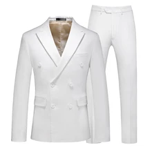 

2021 New Four Seasons Black and White Solid Color Business Casual Office Suit Set Three Pieces Men's Wedding Best Man Dress Suit