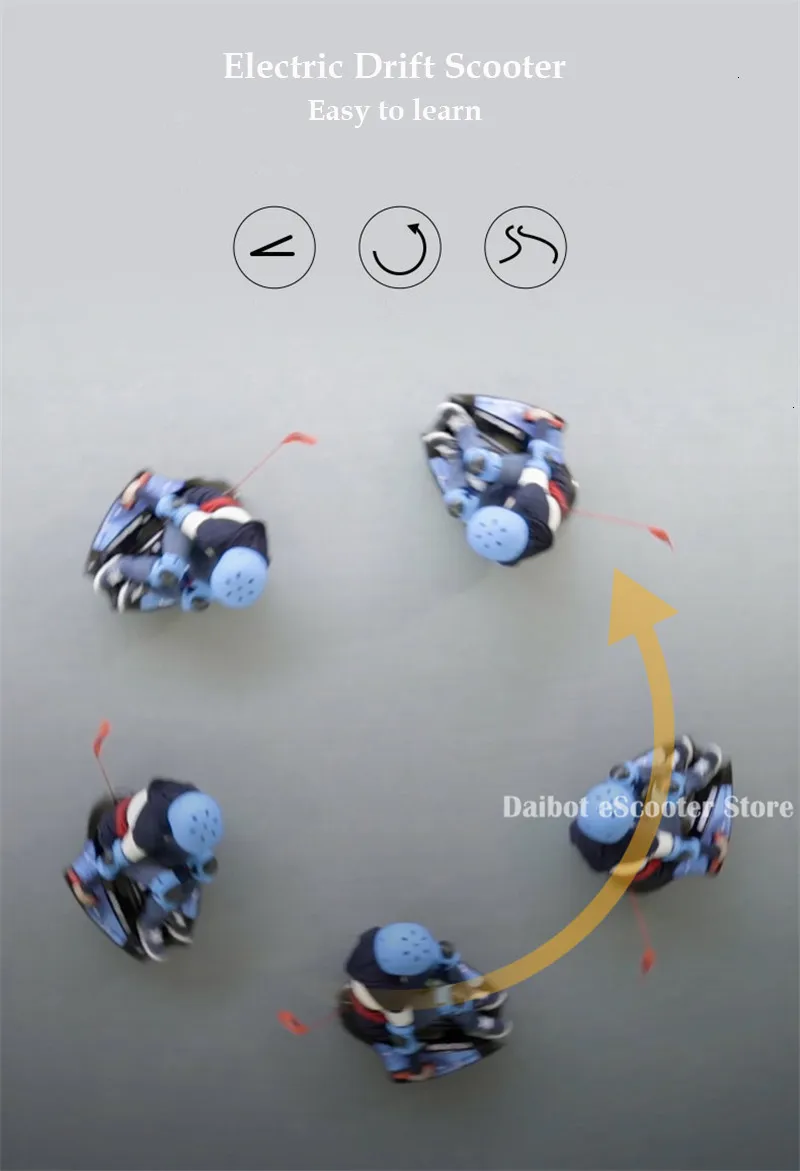 Daibot Hoverboard Skateboard 3 Wheels Self balancing Scooters 9 Inch 120W Drift Electric Tricycle Scooter With Handlebar (29)