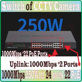 

Steel 24 ports 22 PoE 250W Gigabit VLAN Switch PoE Switch for Camera AP, over-distance 260meters Desktop Ethernet Network Switch