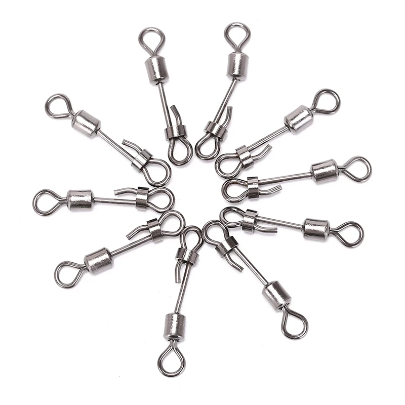 10pcs/lot Rolling swivel with hanging snap fishing tackle fishhooks fishing connector fishing swivels with snap Wholesale