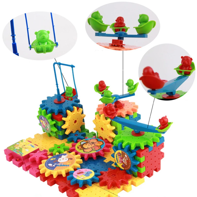 niveau ik lees een boek Promoten 81Pcs Kinderen Educatief Speelgoed 3D Model Bouwsteen Blokken Kits  Elektrische Gears Plastic Cadeaus Voor Kids|Blokken| - AliExpress