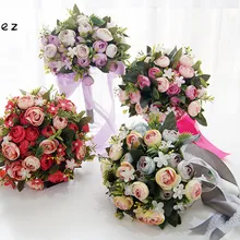 Свадебный букет красивая Роза Пион Искусственные Шелковые Цветы Свадебные украшения Свадьба Помолвка поддельные цветы SPH47