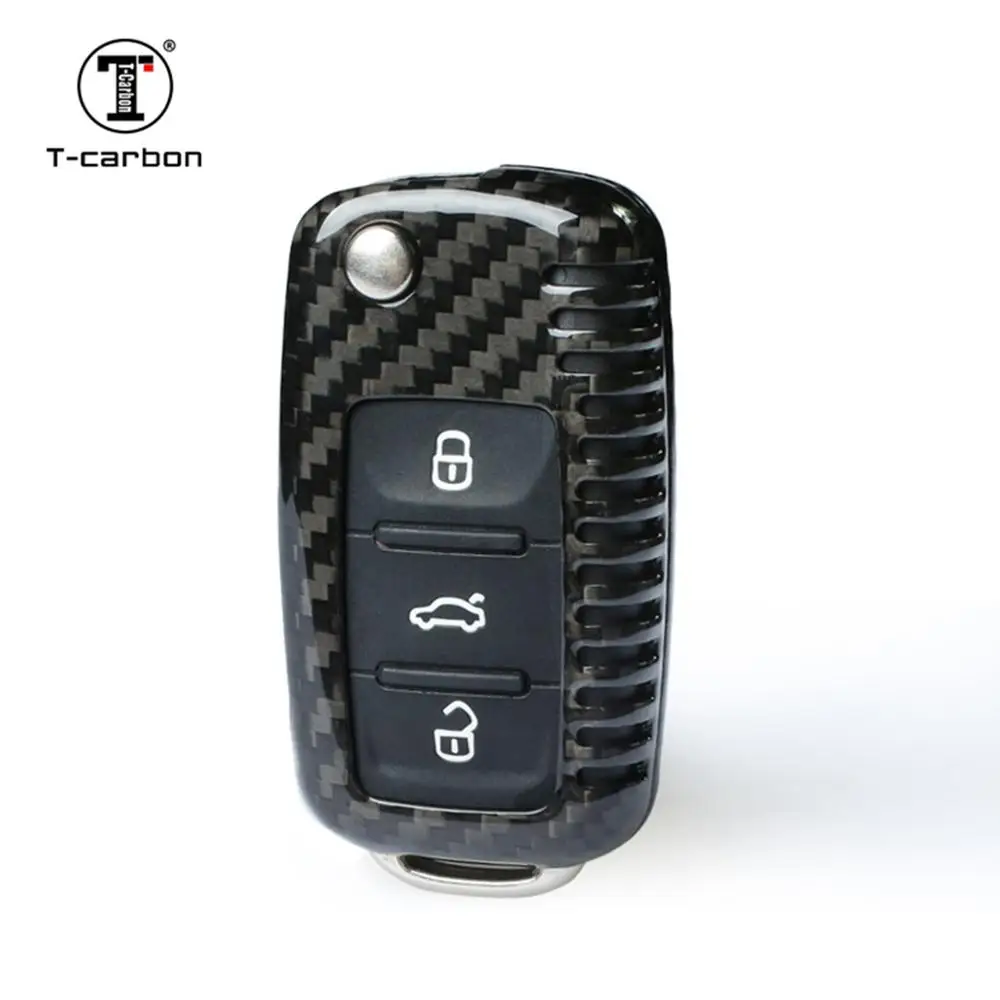 T CARBON Carbon Fiber Car Key Case Key Cover Key Shell 3 Button For Volkswagencar key case
