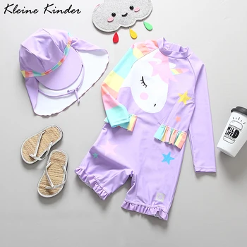 

Swimwear for Girls Baby Bathing Suit Purple Unicorn Swimwear Child UV Swimsuit for Children One Piece Swimming Suit Kids Girl