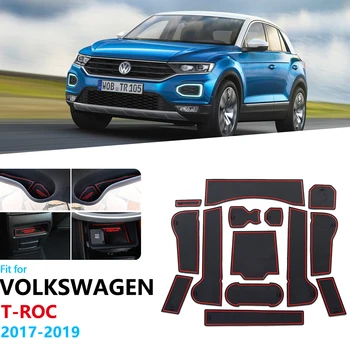 

Anti-Slip Rubber Gate Slot Cup Mat For Volkswagen VW T-ROC TROC T ROC 2017 2018 2019 Door Groove Mat Coaster Car Accessories
