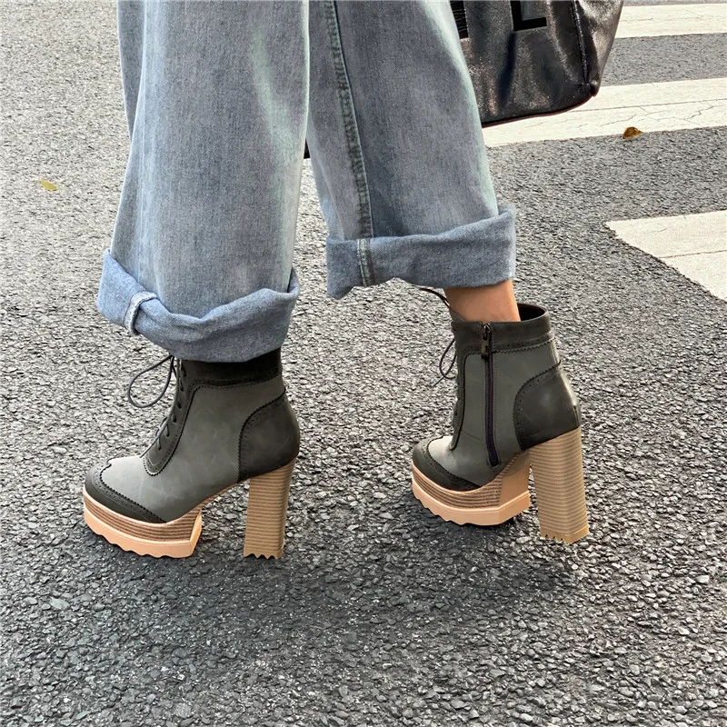 Huapate2019 latest winter single shoes women's high heels platform shoes zipper lace fashion dress party shoes women's shoes