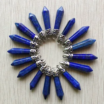 

Wholesale 20pcs/lot Fashion good quality natural lapis lazuli stone pillar pendants 10x32mm for jewelry making free shipping