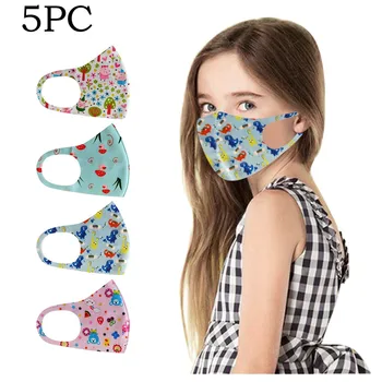 

5pcs Cartoon Printed Face Mask For Kid Children Washable Reusable Protective Mouth Face Cover Masks mascararilla reutilizable
