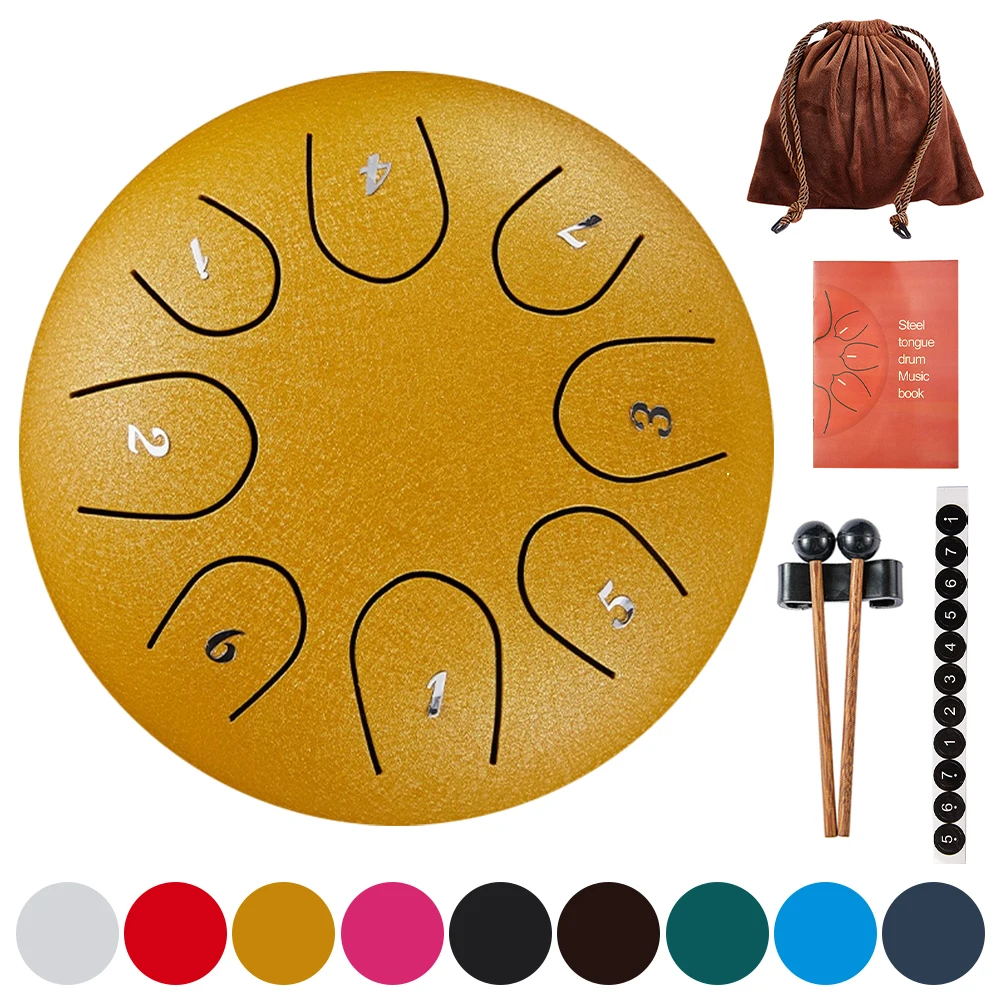 

6 Inch 8 Tone Steel Tongue Drum Machine Musical Instruments Handpan Drum Steel Tongue Drum Hand Pan Drum C-Key Pan Drum