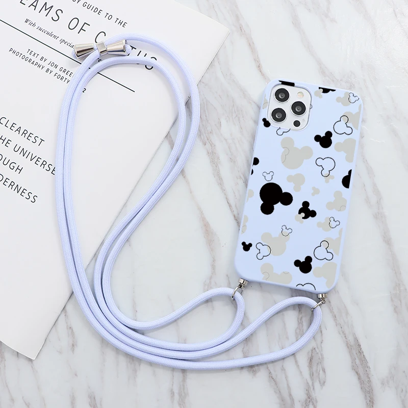 kawaii phone cases samsung Strap Cord Chain Case For Samsung A51 A50 A32 A52 A72 A12 F12 S10 S20 FE 5G S21 S20 A40 A31 Necklace Lanyard Rope Matte Cover cute phone cases for samsung 