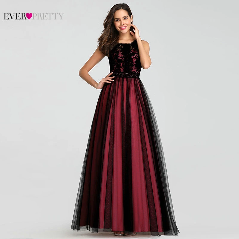Black Prom Dresses 2020 Ever Pretty Elegant A Line O Neck Sleeveless Lace Long Formal Party Guest Gowns Plus Size Robes De Bal Black Prom Dresses 2020 Ever Pretty Elegant A Line O Neck Sleeveless Lace Long Formal Party Guest Gowns Plus Size Robes De Bal