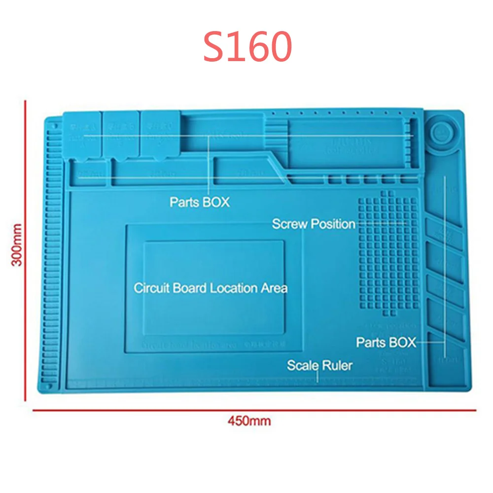 Силиконовый коврик стол на платформе 45x30 см для пайки паяльная станция телефон ПК ремонт компьютеров коврик Магнитный Теплоизоляция S-160 - Цвет: S-160  300mmX450mm