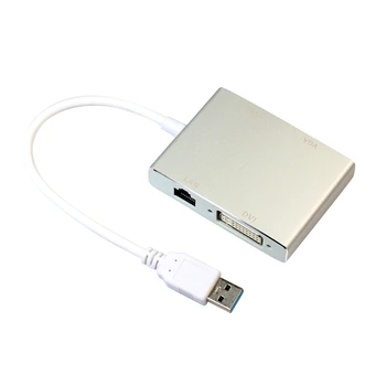

Promotion--Usb 3.0 Hub To 4K Hdmi Vga Dvi Rj45 10/100/1000 Gigabit Ethernet Lan 4 In 1 Video Adapter Converter Cable