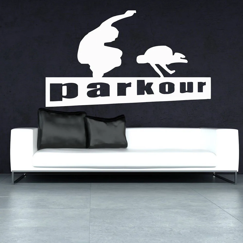

Parkour настенные наклейки на тему спорта Наклейка на стену, домашний декор, гостиная, детская комната, самоклеящийся узор, съемный B152