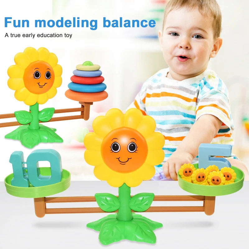 Sunflower Weigh Balance Game Scale Early Learning Counting Numbers Match Math Educational Toys Parent-child Interactive | Игрушки и