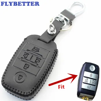 

FLYBETTER Genuine Leather 5Button Keyless Entry Smart Key Case Cover For Kia Grand/Carnival/Sorento/Sedona L520