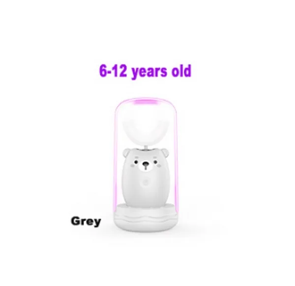 6-12 standard gray Детская 360 звуковая электрическая зубная щетка милый мультфильм перезаряжаемая электрическая зубная щетка силиконовая Автоматическая детская зубная щетка - Цвет: 6-12 standard gray